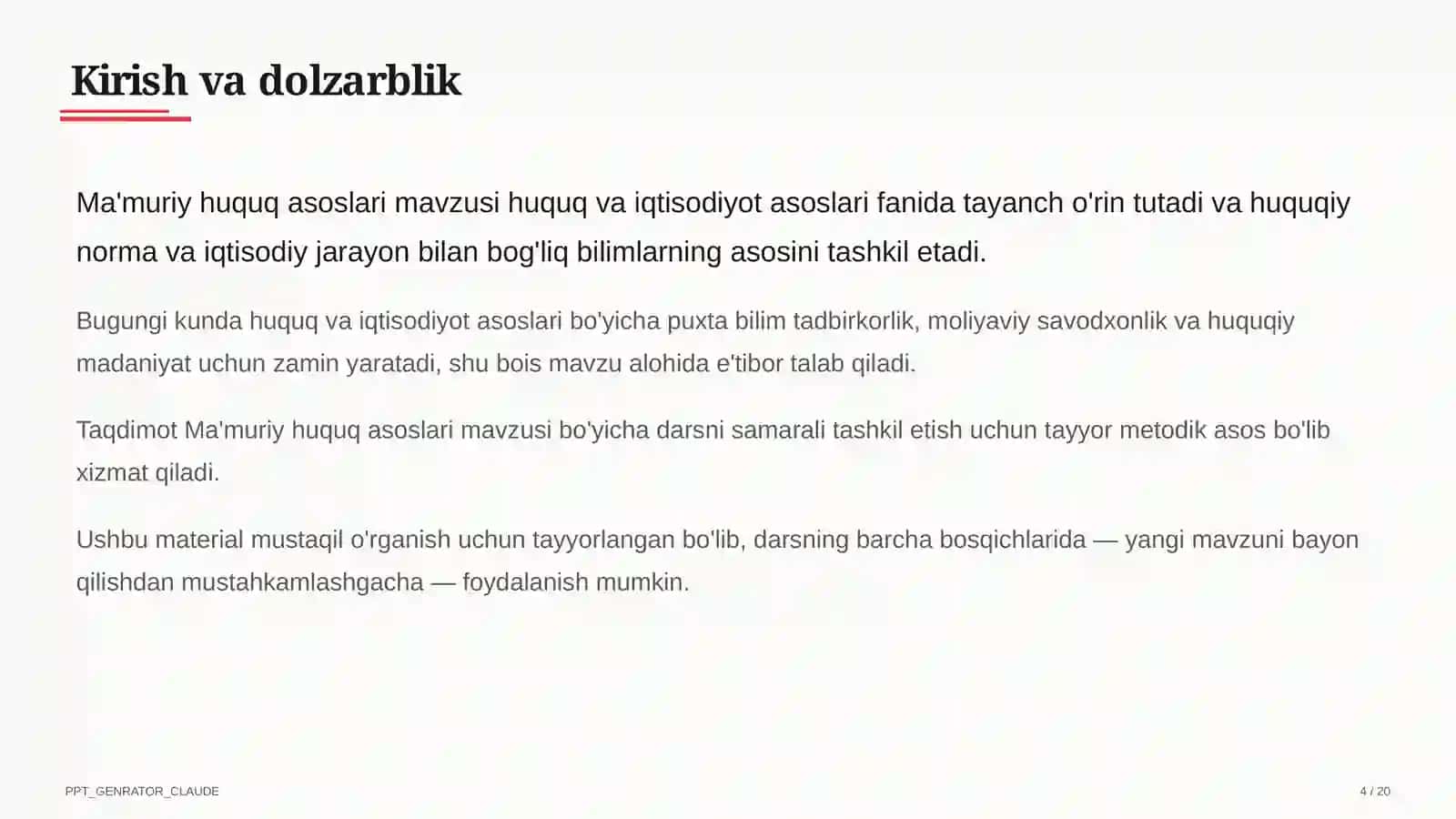 Ma'muriy huquq asoslari (10-sinf) 4