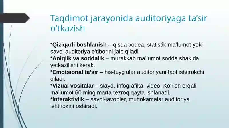 Ishonch, qat’iyat va mahorat - Taqdimotning muvaffaqiyati 4