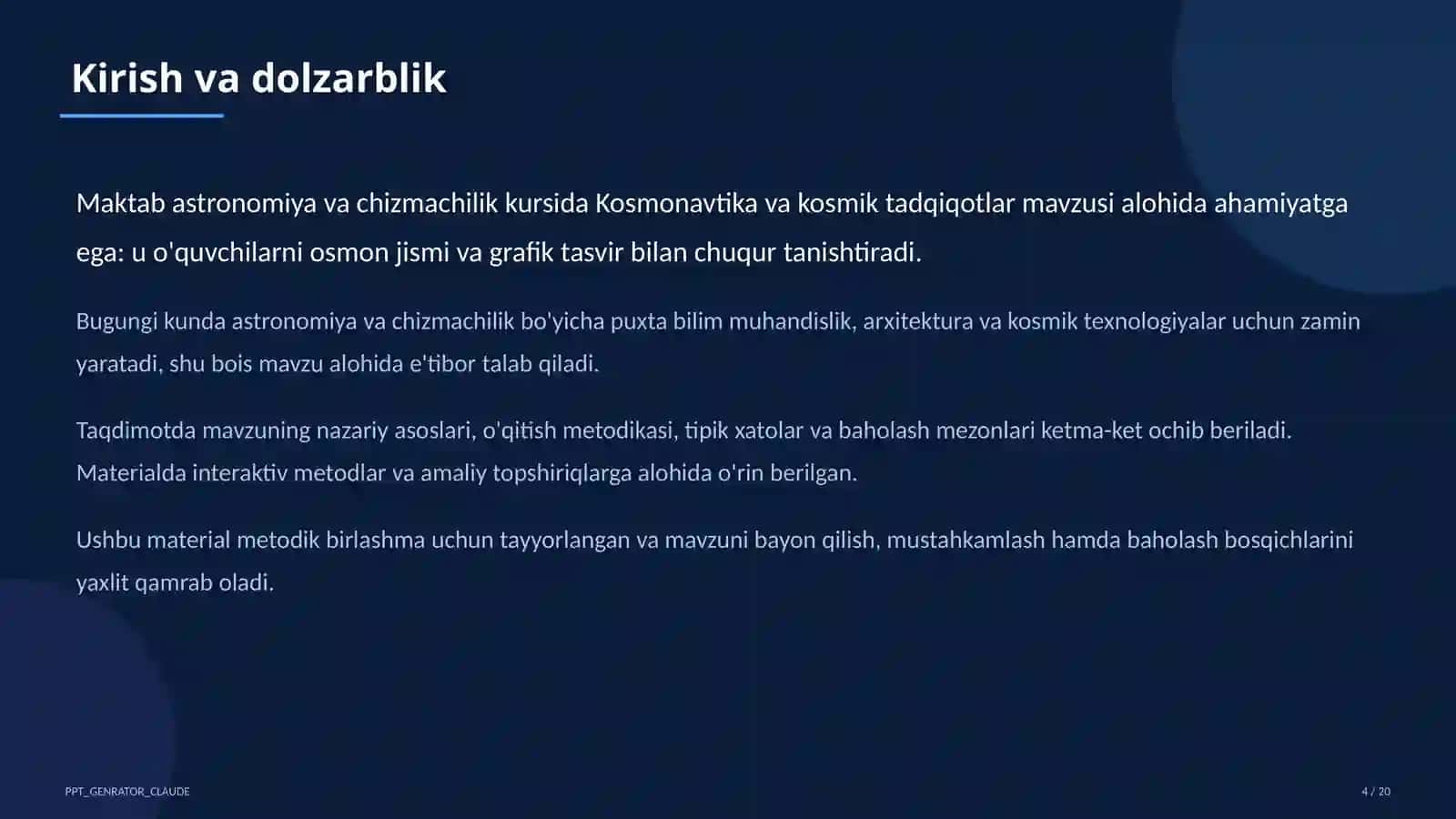 Kosmonavtika va kosmik tadqiqotlar (11-sinf) 4