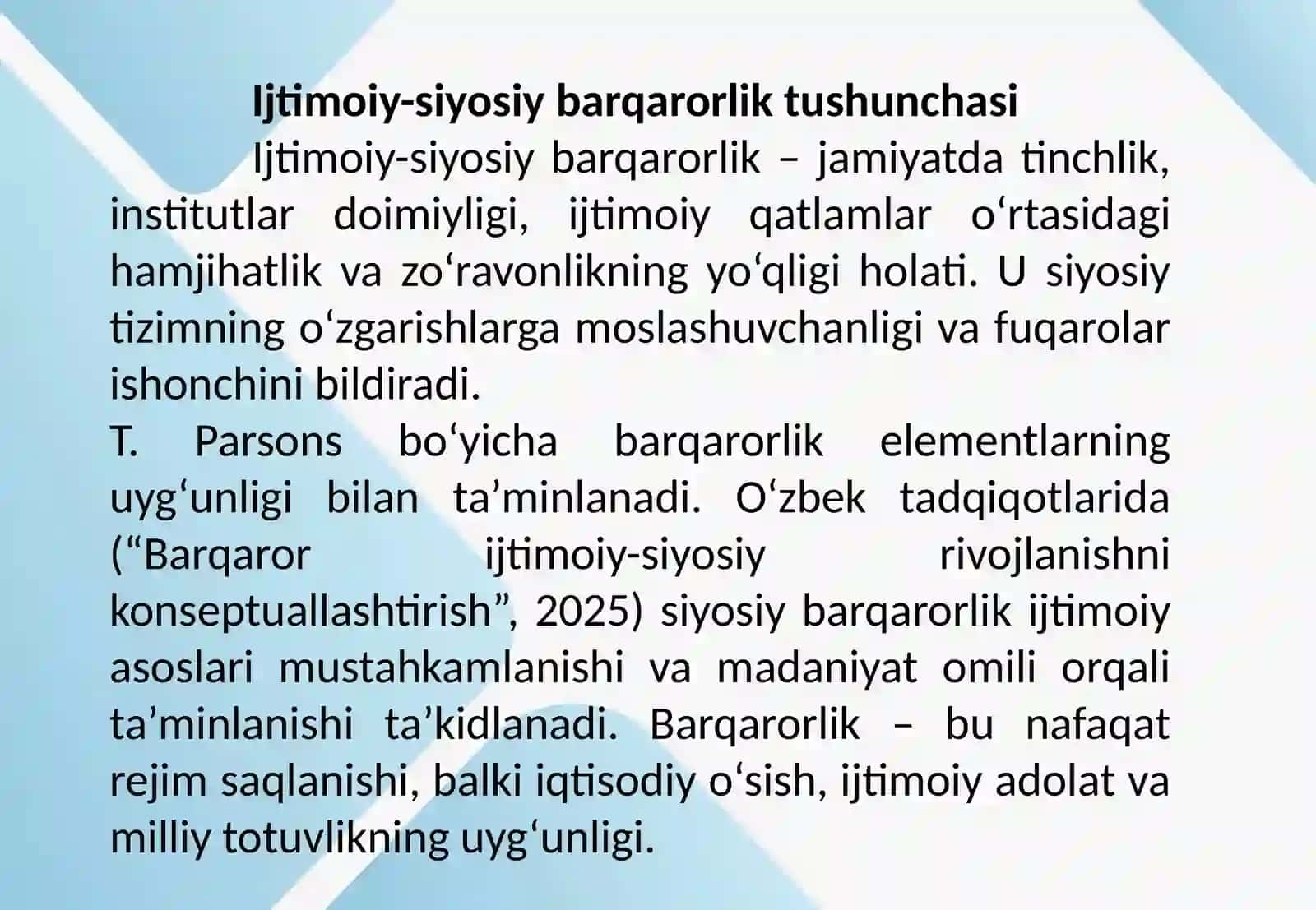Siyosiy madaniyat va ijtimoiy-siyosiy barqarorlik o‘rtasidagi bog‘liqlik 4
