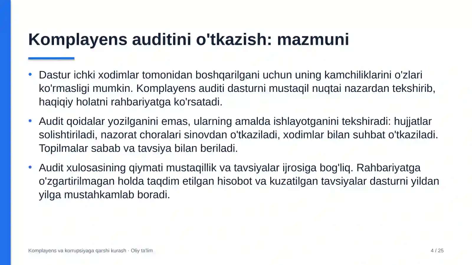 g'allachilikda komplayens auditini o'tkazish 1452 4
