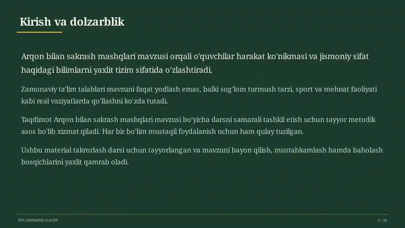 Arqon bilan sakrash mashqlari (3-sinf) 4