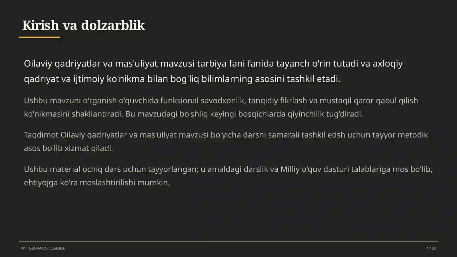 Oilaviy qadriyatlar va mas'uliyat (10-sinf) 4