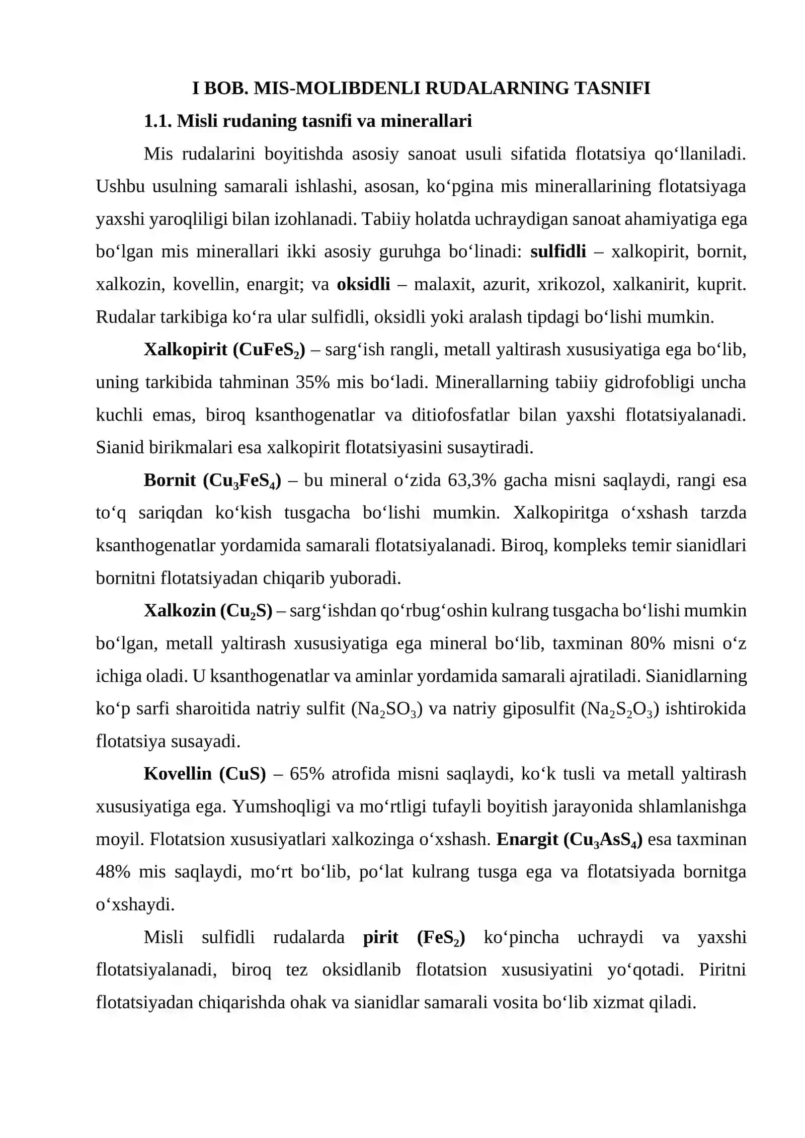 Mis-Molibdenli Rudalarning Tasnifi 4