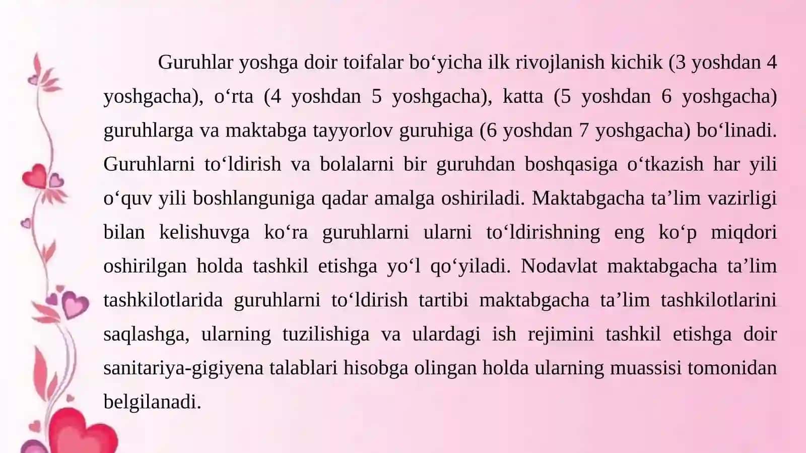 Umumiy tipdagi davlat va nodavlat maktabgacha ta’lim tashkilotlarini tashkil qilish va o‘quv faoliyatini yo‘lga qo‘yish 4