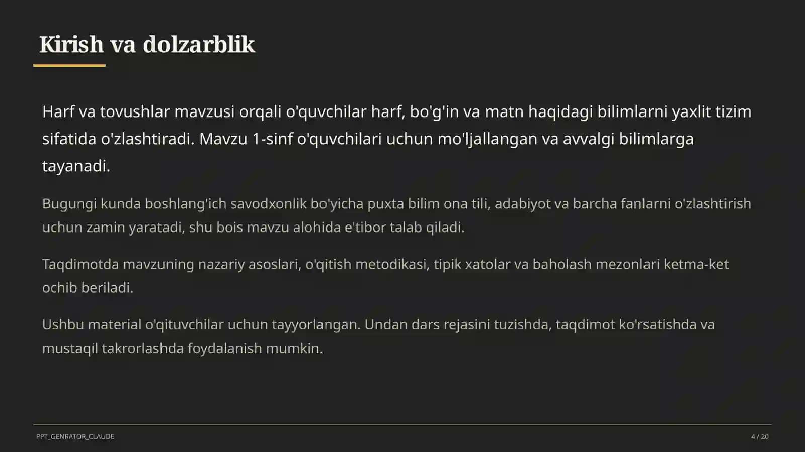 Harf va tovushlar (1-sinf) 4
