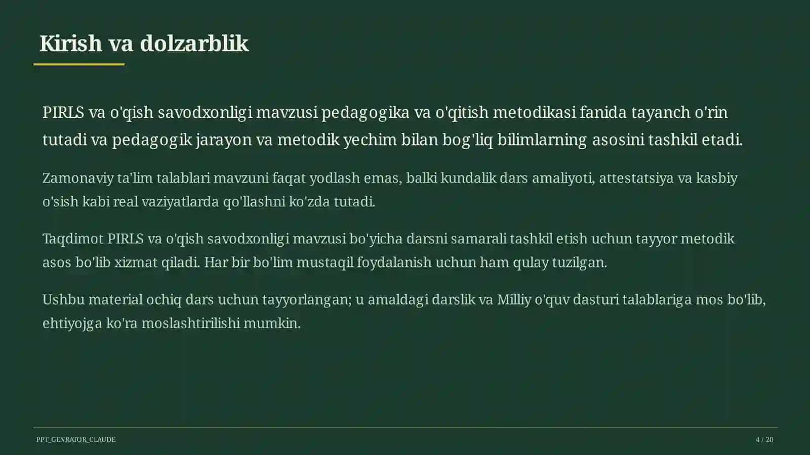 PIRLS va o'qish savodxonligi 4