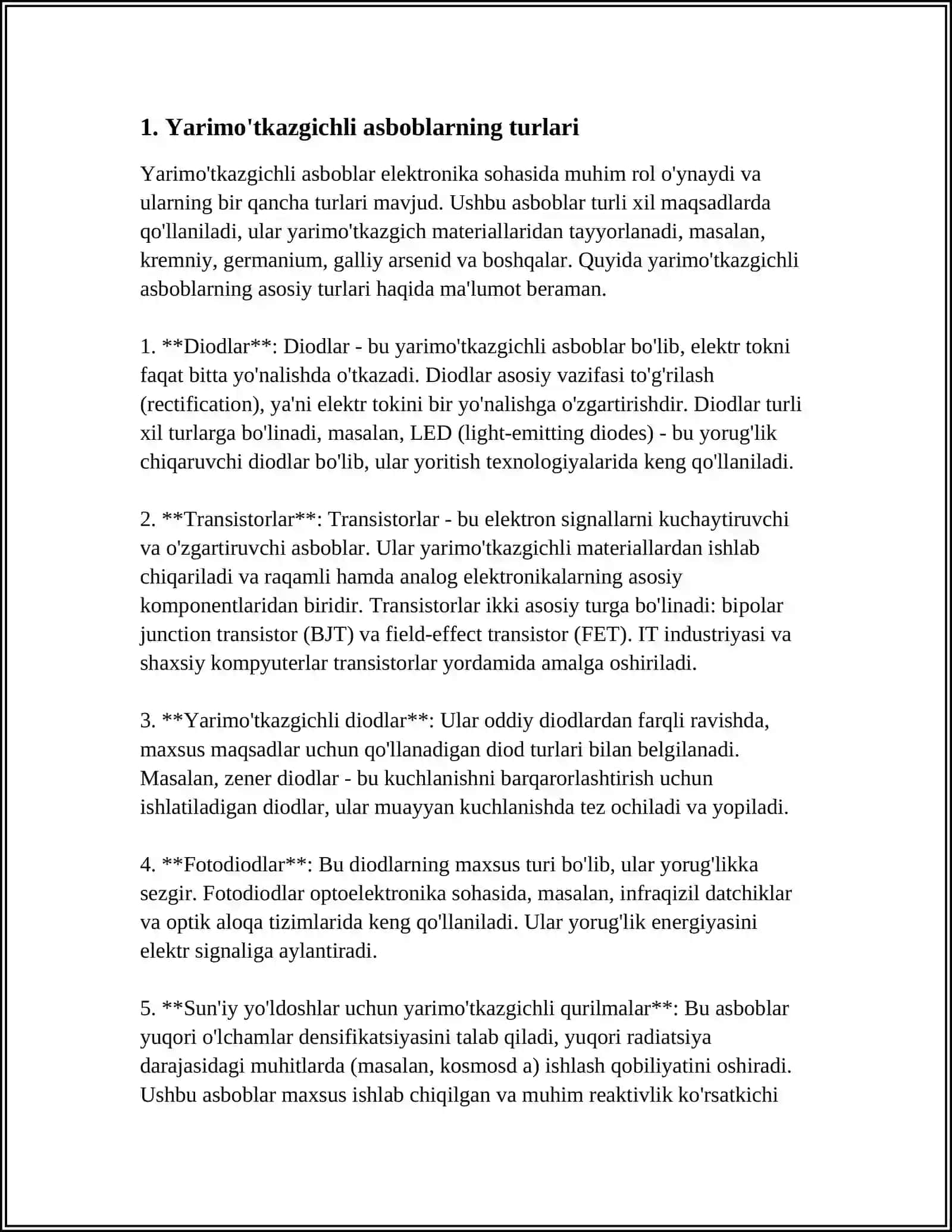 YARIMO’TKAZGICHLI ASBOBLAR, TRANZISTORLARNING BUGUNGI KUNDA ISHLAB CHIQARISHDA QO’LLANILAYOTGAN MODELLARI BO’YICHA BERILGAN MANBALARDAN MA’LUMOTLARNI TOPISH 4