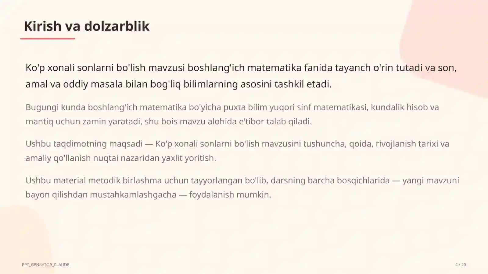 Ko'p xonali sonlarni bo'lish (4-sinf) 4