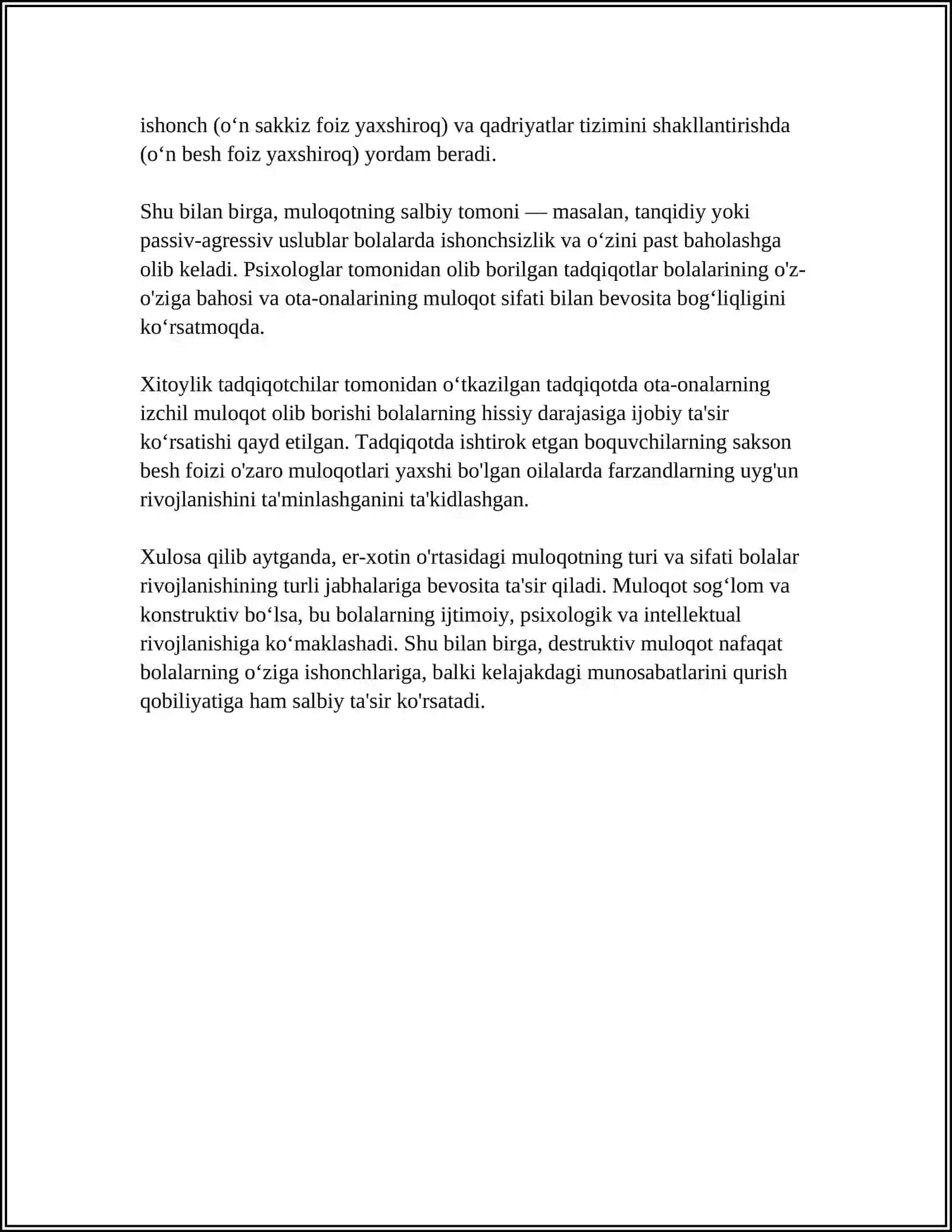OILADA ER-XOTIN MUNOSABATINING BOLAGA TAʼSIRI 4