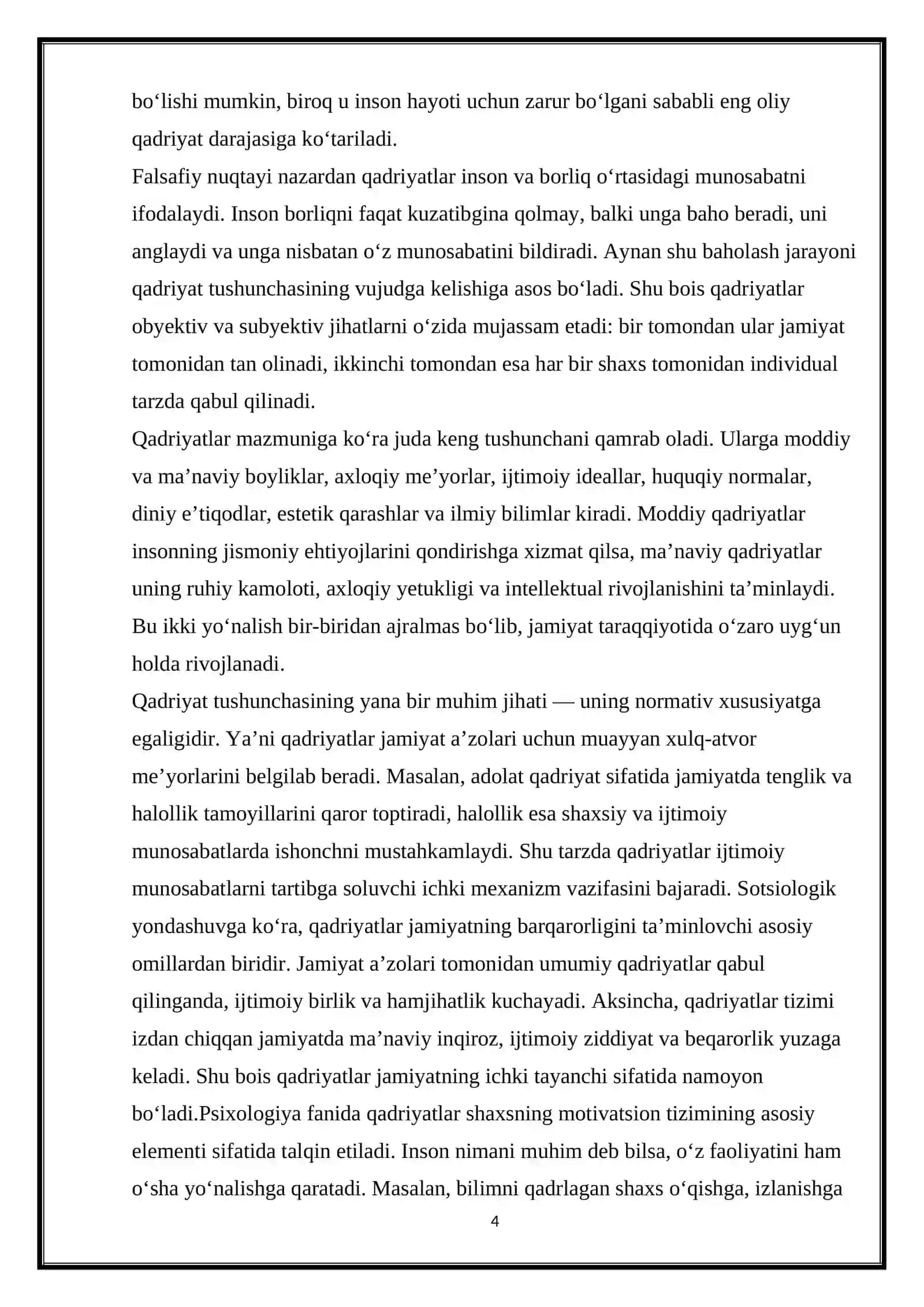 Qadriyat tushunchasining manosi va uning umumiy tavsifi 4
