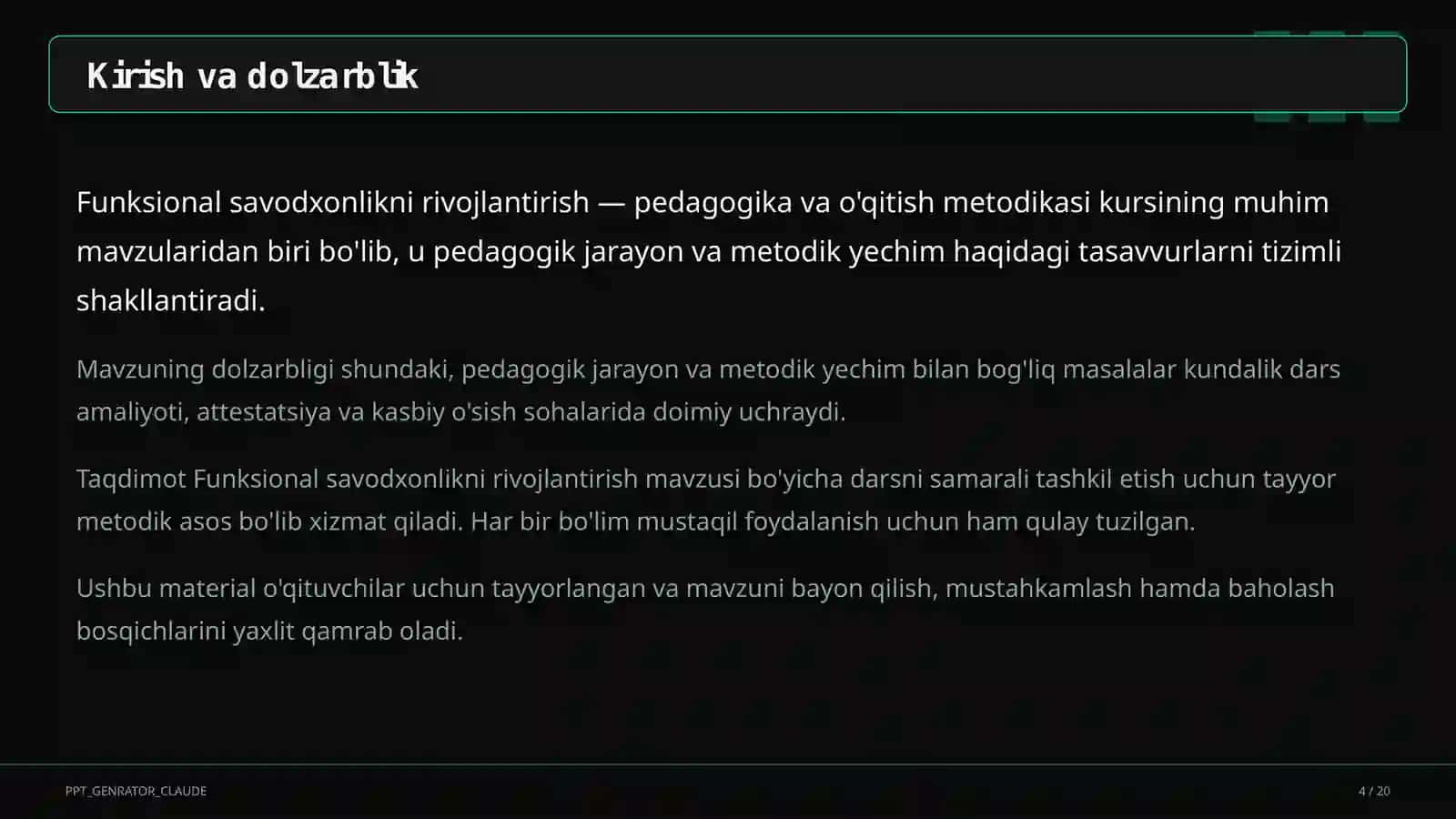 Funksional savodxonlikni rivojlantirish 4