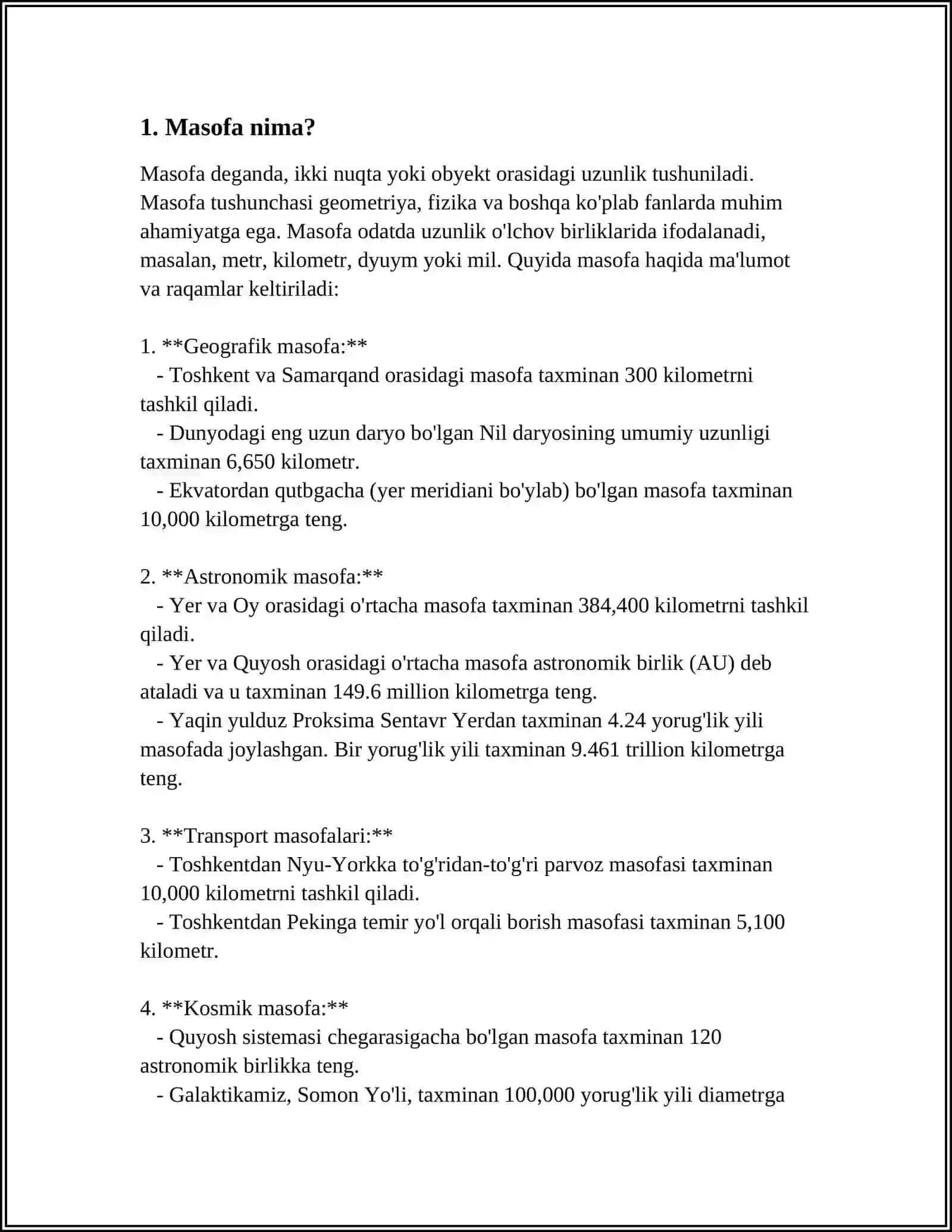 BOSHLANGʻICH SINFLARDA OʻRGANILADIGAN ASOSIY MIQDORLAR:MASOFA, TEZLIK 4