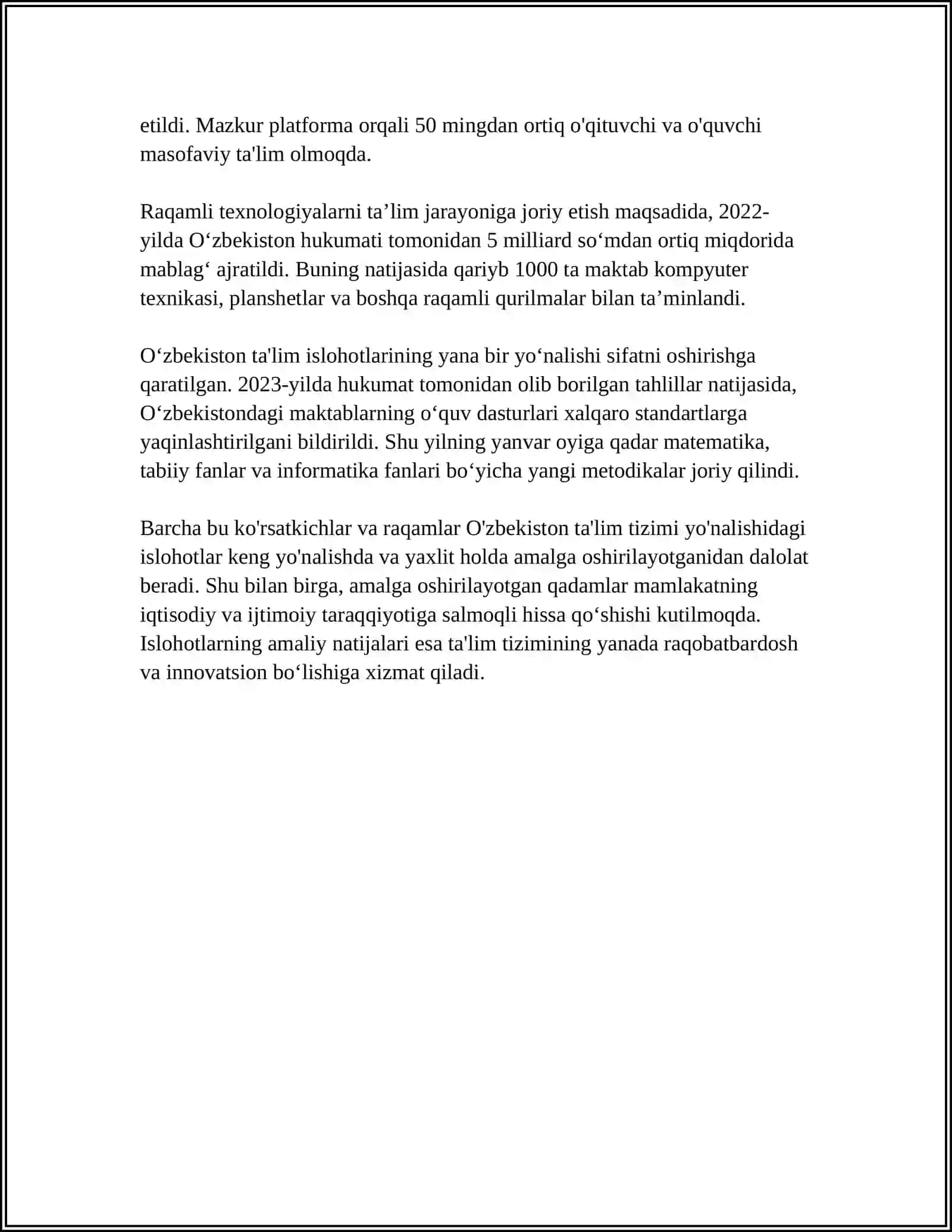 OʻZBEKISTON RESPUBLIKASIDA IJTIMOIY SOHADA AMALGA OSHIRILAYOTGAN ISLOHOTLAR 4