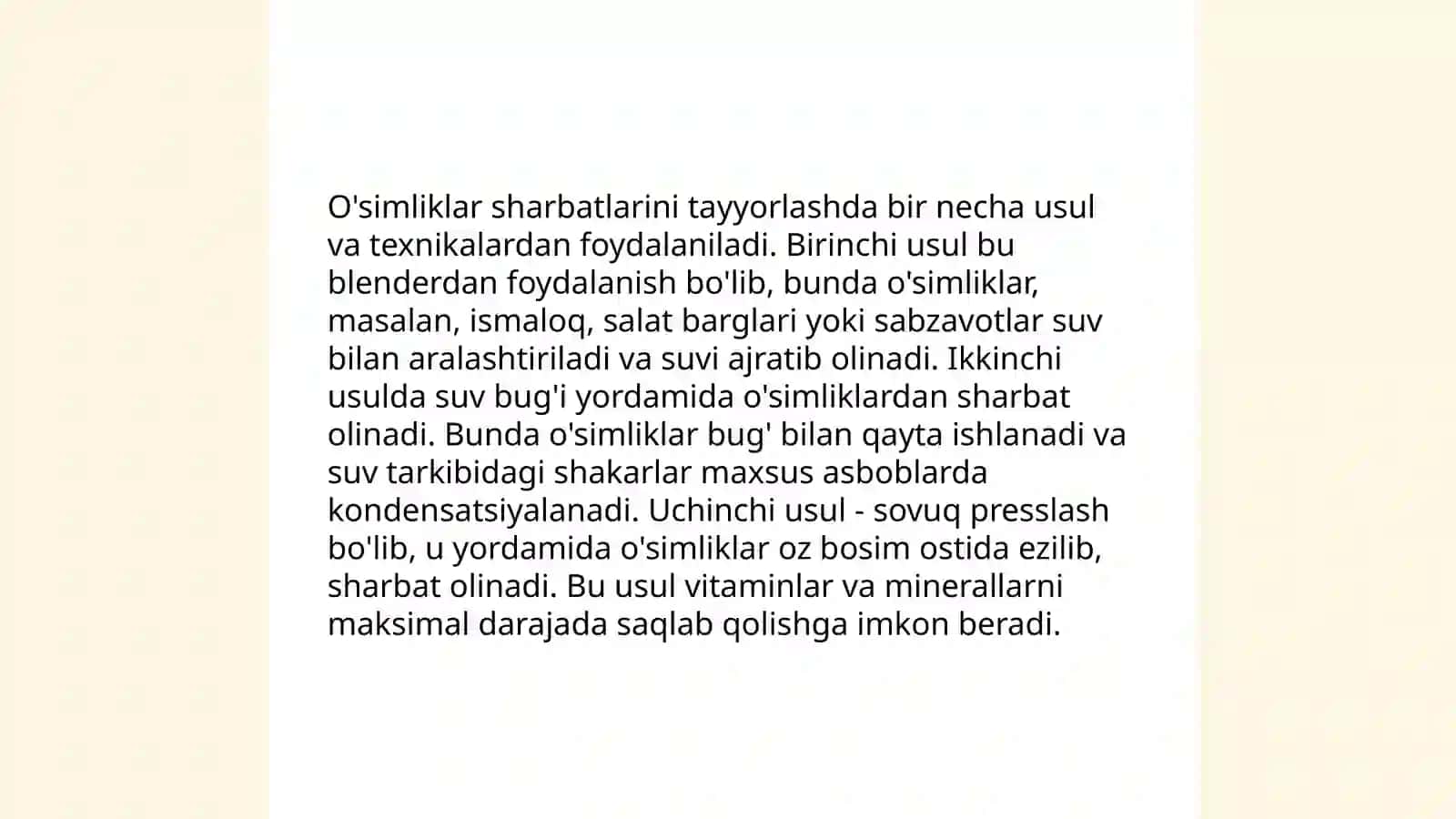 Yangi yigʻilgan (Quritilmagan) oʻsimliklardan dori tayyorlash texnologiyasi (Sharbatlar, balzam, eleksir) 4