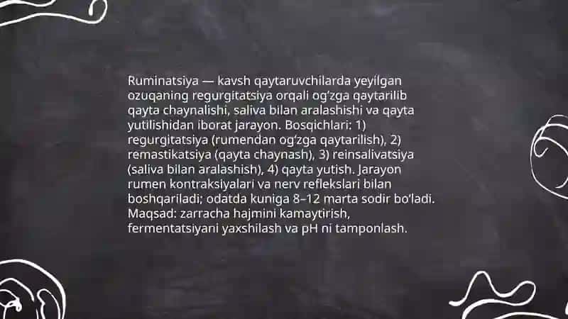 Kavsh qaytaruvchi hayvonlarda ozuqa hazmining xususiyatlari 4