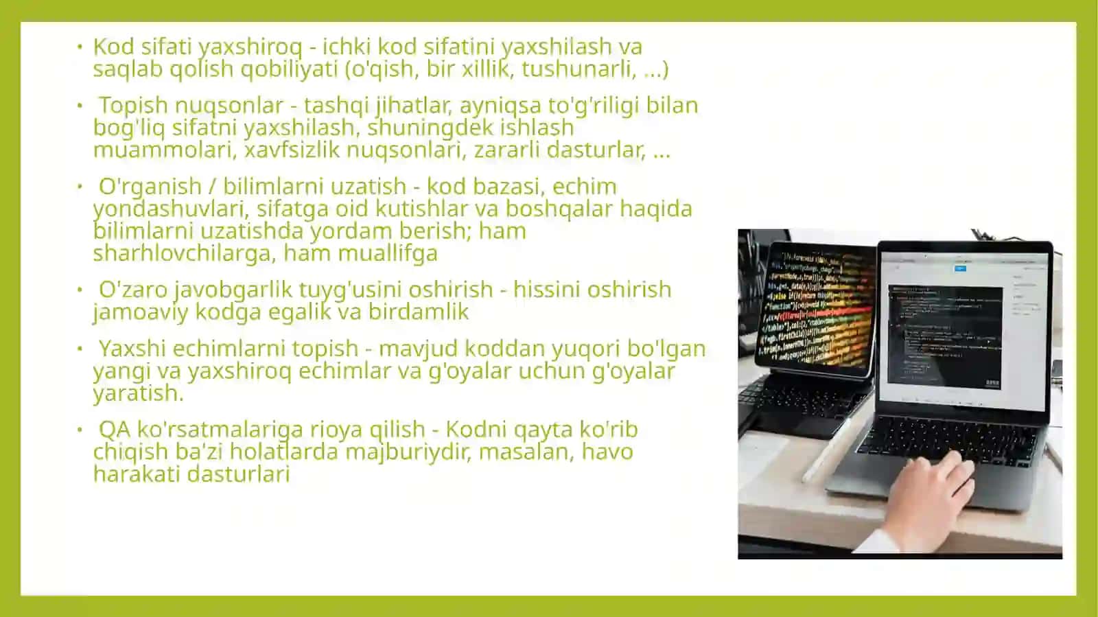 Dasturiy ta'minot muhandisligi. Ekstremal dasturlash 4