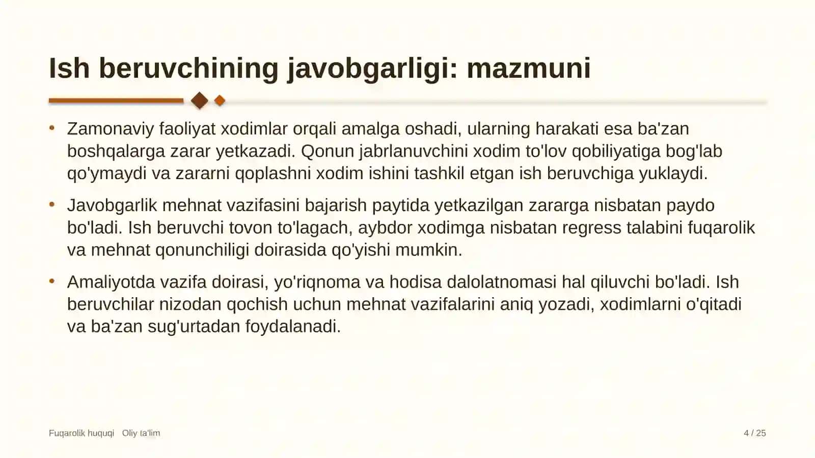 oziq ovqat sanoatida xodim yetkazgan zarar uchun ish beruvchining javobgarligi 2738 4