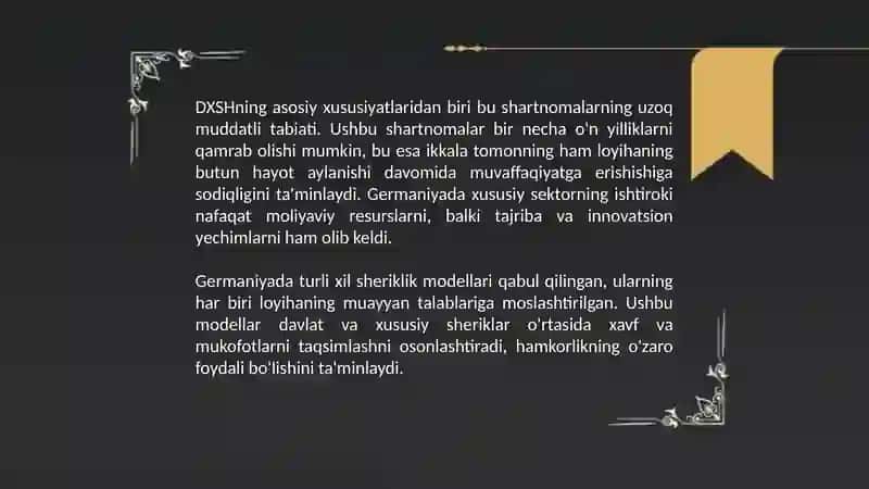 Germaniyada Davlat-Xususiy Sherikchiligi 4