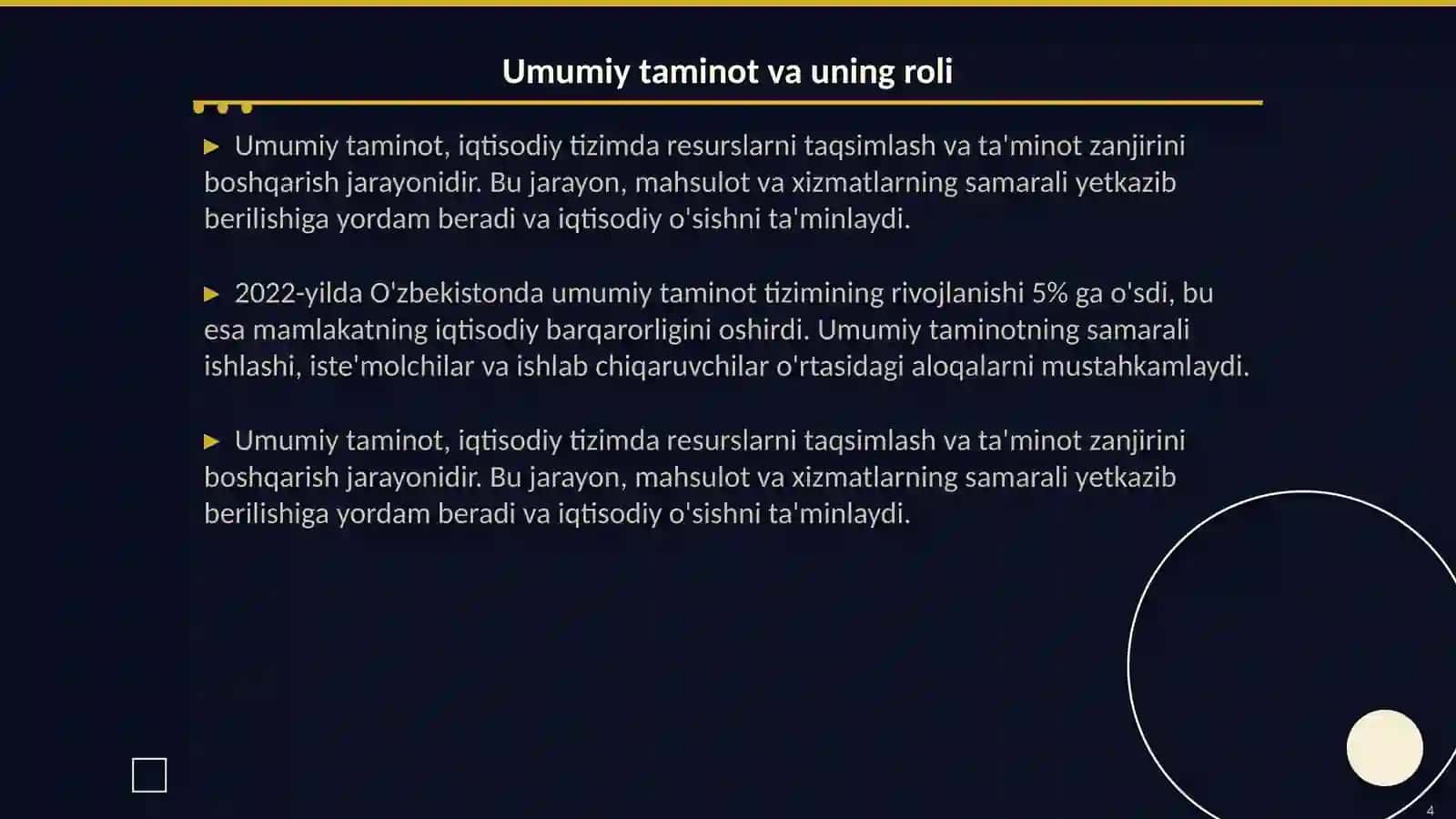 Kamtaminlanganlik va umumiy taminot 4