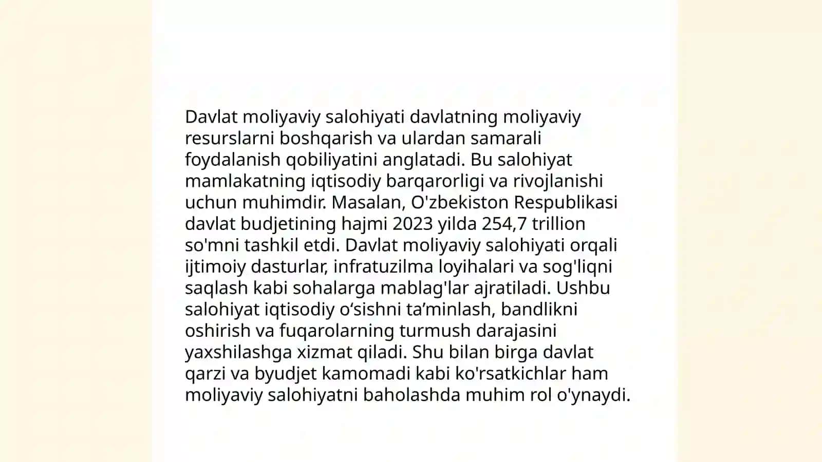 Xo'jalik yurituvchi subyektlar moliyasi - davlat moliyaviy salohiyati 4