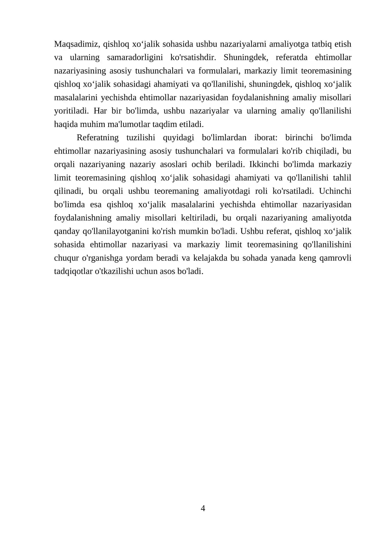 Ehtimollar nazariyasini markaziy limit teoremasini qishloq xoʻjalik masalalarini yechishga qoʻllanilishi 4