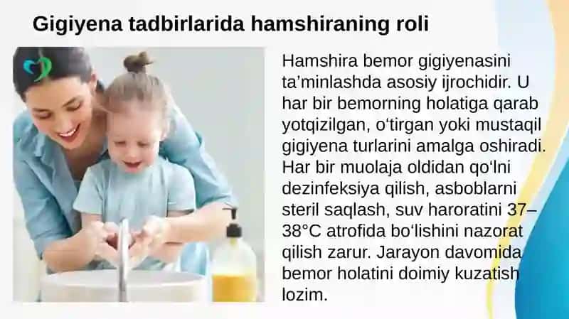 Bemorlarning shaxsiy gigiyenasi. Bemorlarni ovqatlantirish, Bemorlarni fiziologik chiqaruvlari. Bemorlarni funksional holatini baholash. Hayot uchun zarur ko’rsatkichlarni baholash 4