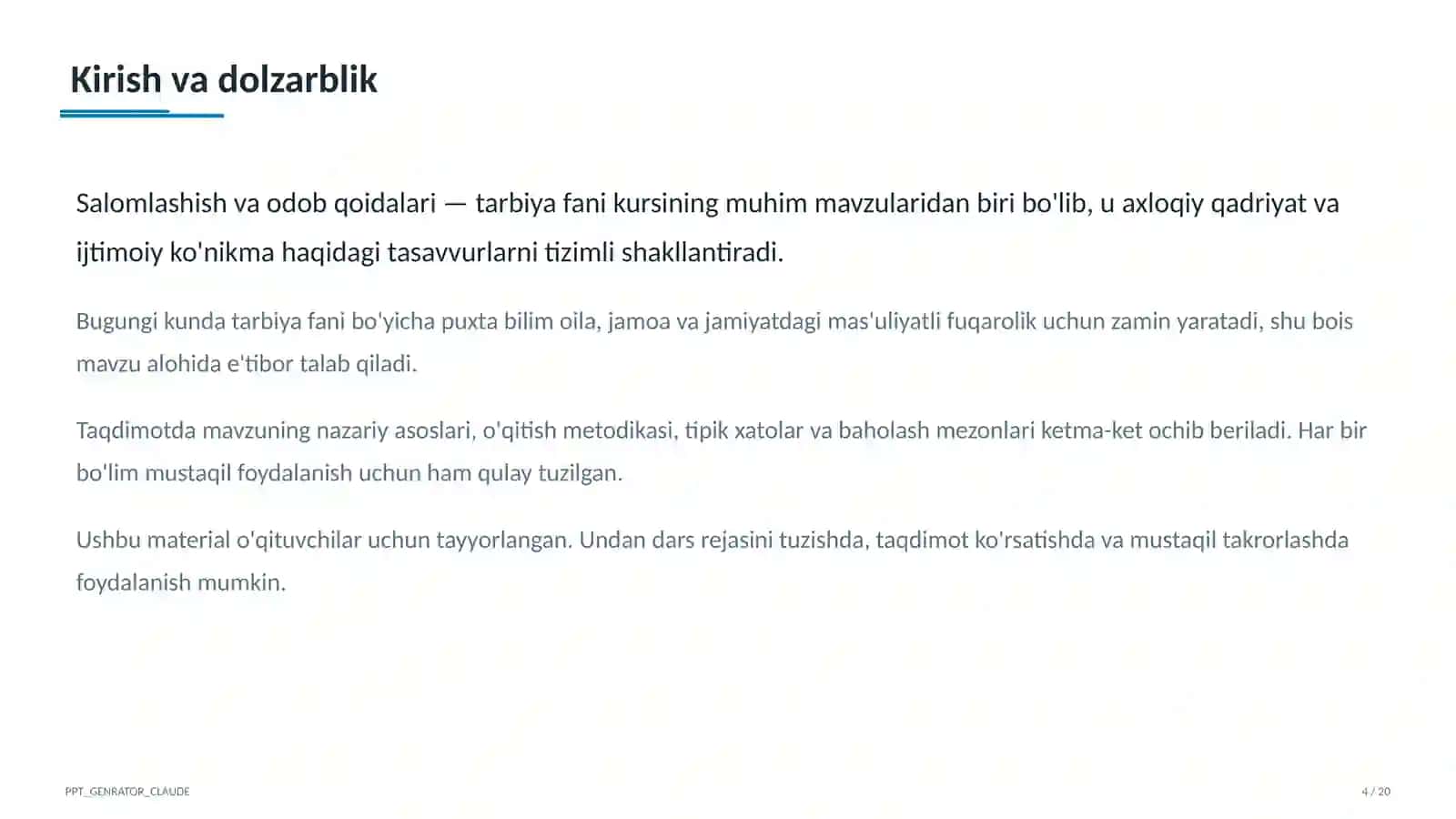 Salomlashish va odob qoidalari (1-sinf) 4