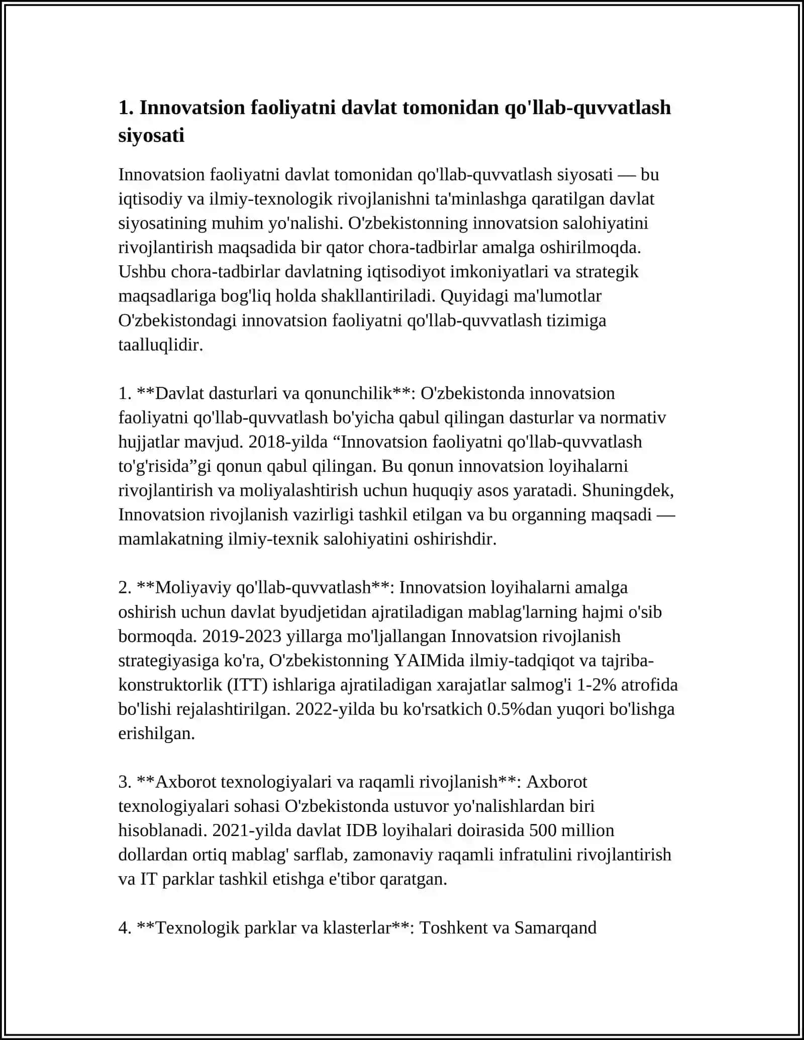 INNOVATSION FAOLIYATNI DAVLAT TOMONIDAN TARTIBGA SOLISH 4