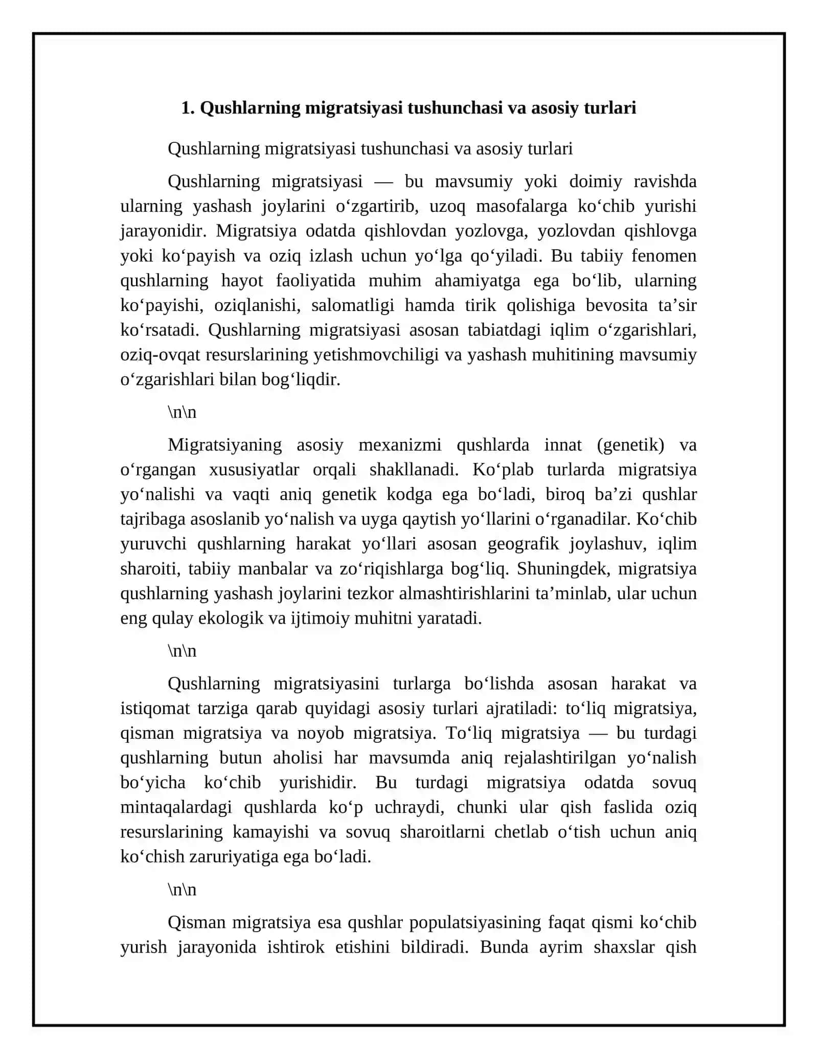 Qushlarning migratsiyasi va ekologik ahamiyati 4