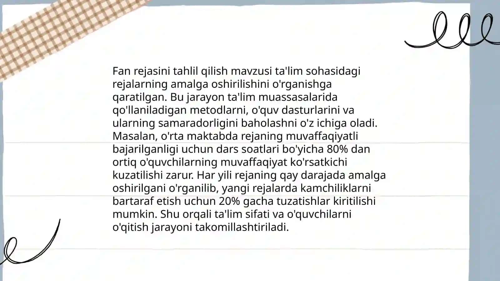 Oʻquv jarayonlarining meʼyoriy hujjatlarini oʻrganish va tahlil qilish 4