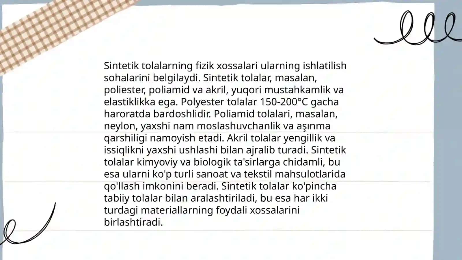 Sintetik tolalarning fizik-mexanik xossalari 4