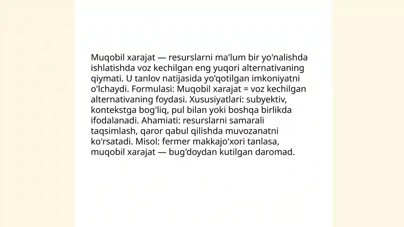 Iqtisodiy tanlov va muqobil xarajatlar 4