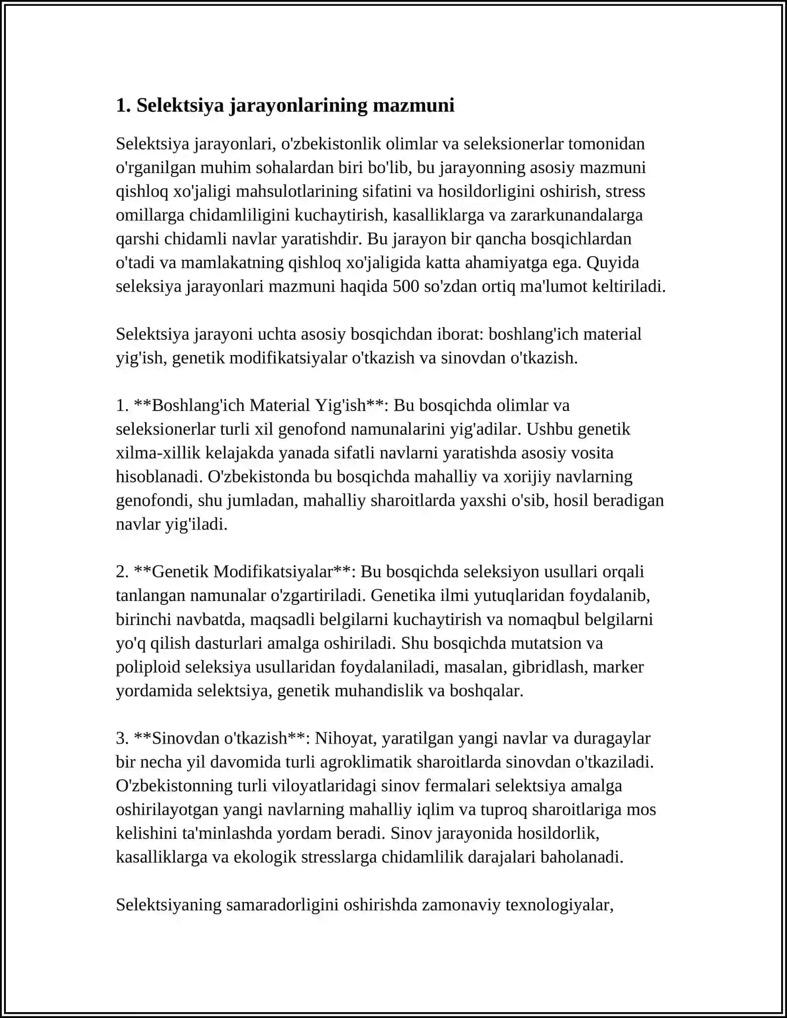 SELEKSIYA JARAYONLARINING MOHIYATI VA BOSQICHLARI 4