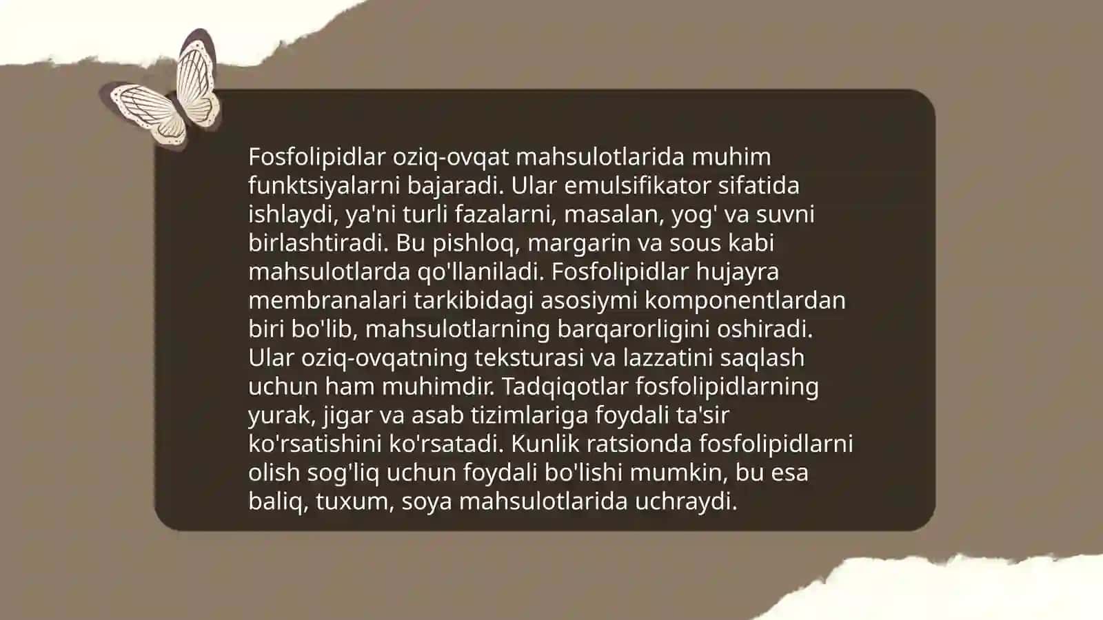 Fosfolipidlar funksional mahsulotlar komponentlari sifatida 4
