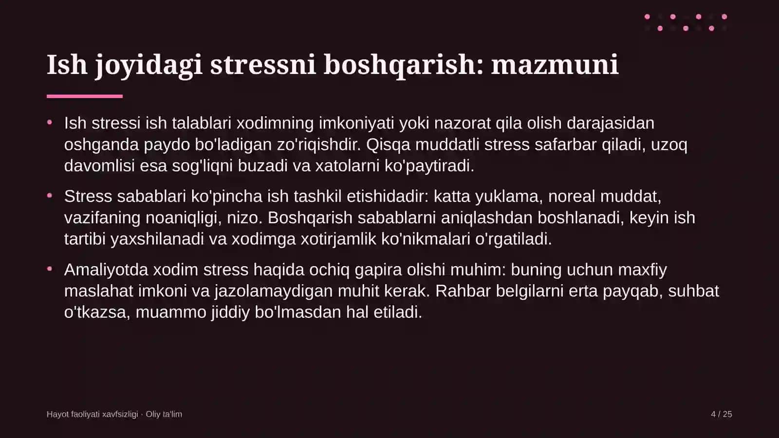 standartlashtirish va sertifikatlashtirish organlarida ish joyidagi stressni boshqarish 1526 4