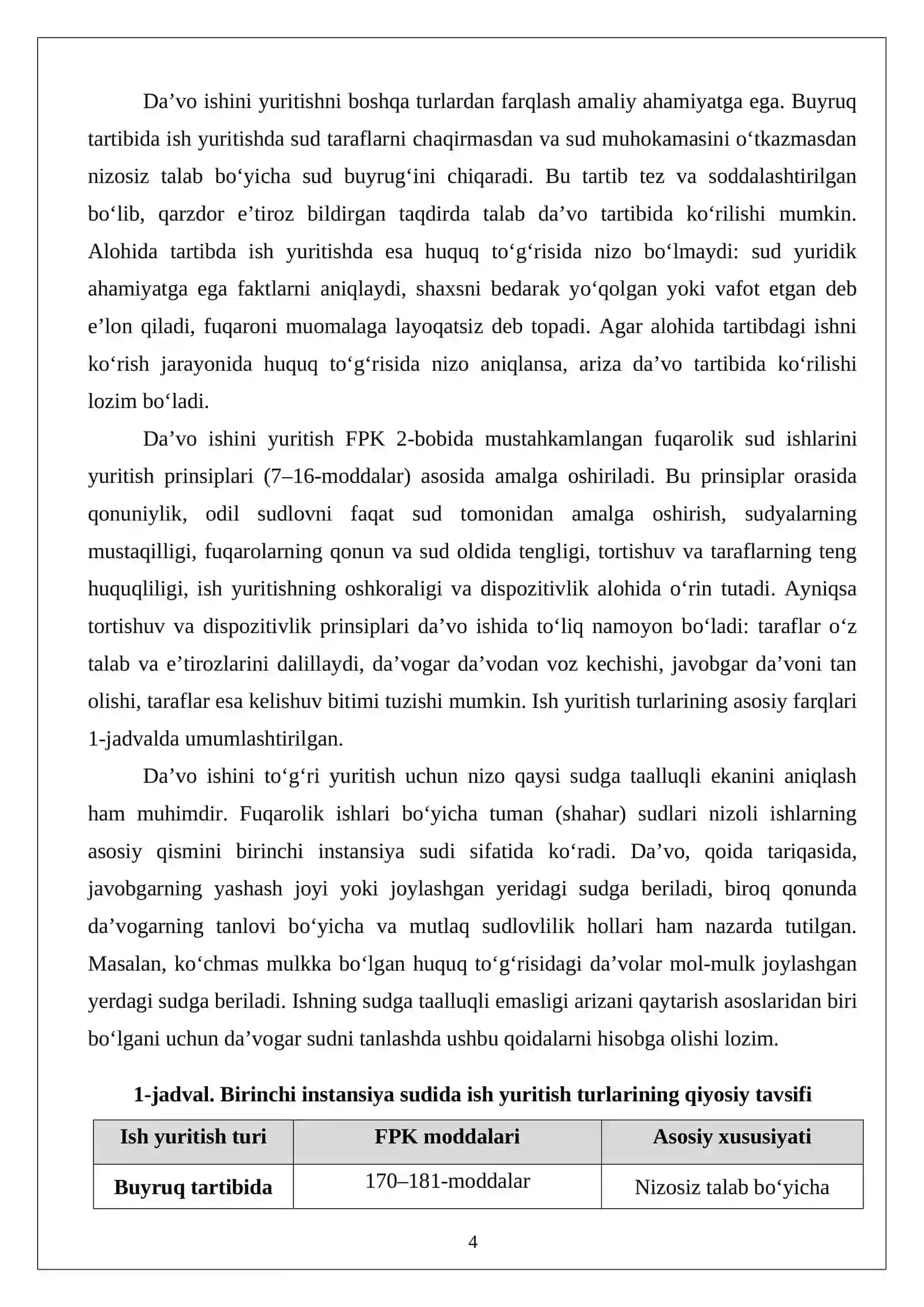 Nizoli ishlar bo‘yicha sud ishini yuritish 4