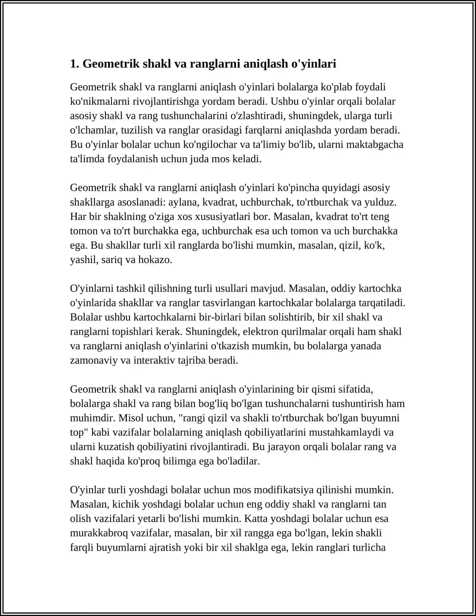 Geometrik shakl va ranglarni aniqlash o'yinlari 4