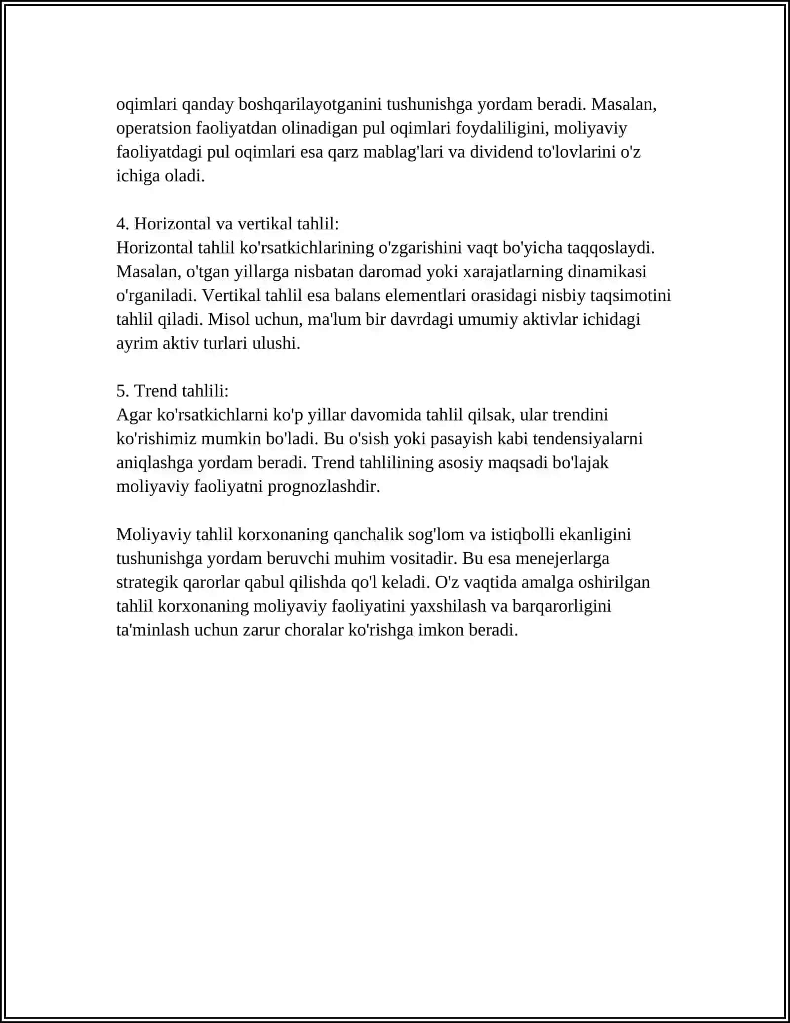 Korxona faoliyatining moliyaviy tahlili 4