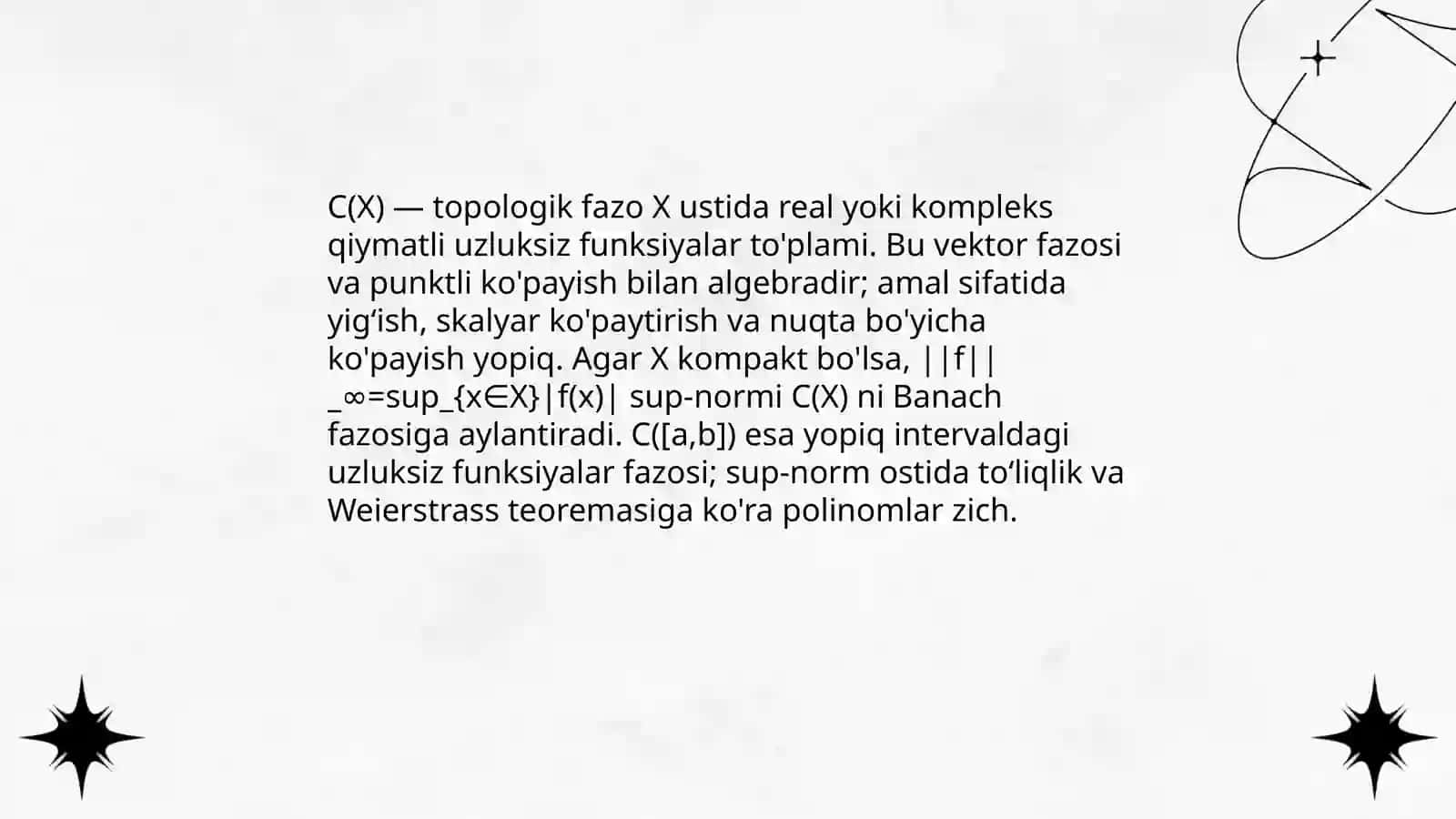 Uzluksiz funksiyalar fazosi 4