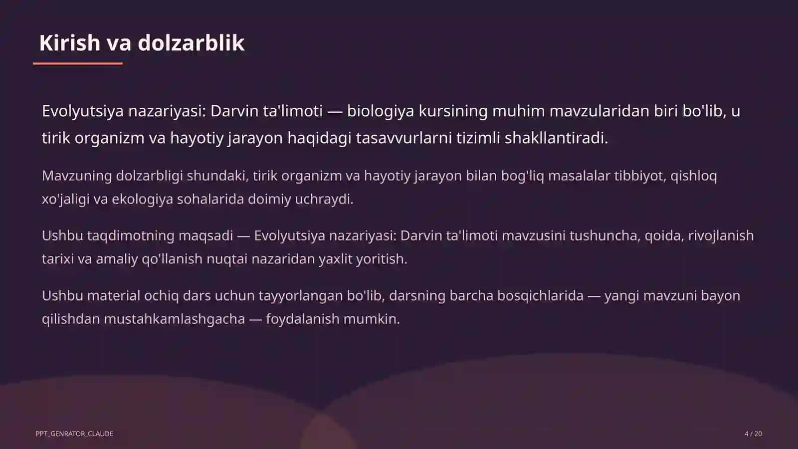 Evolyutsiya nazariyasi: Darvin ta'limoti (10-sinf) 4