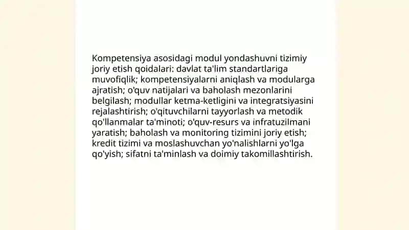 Ta'limning tizimlilik va izchillik prinsiplarini amalga oshirish qoidalarini 4