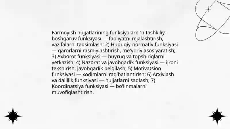 Farmoyish hujjatlari va ularning turlari 4