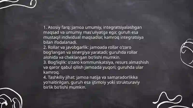 Jamoa tashkil etish metodikasi 4