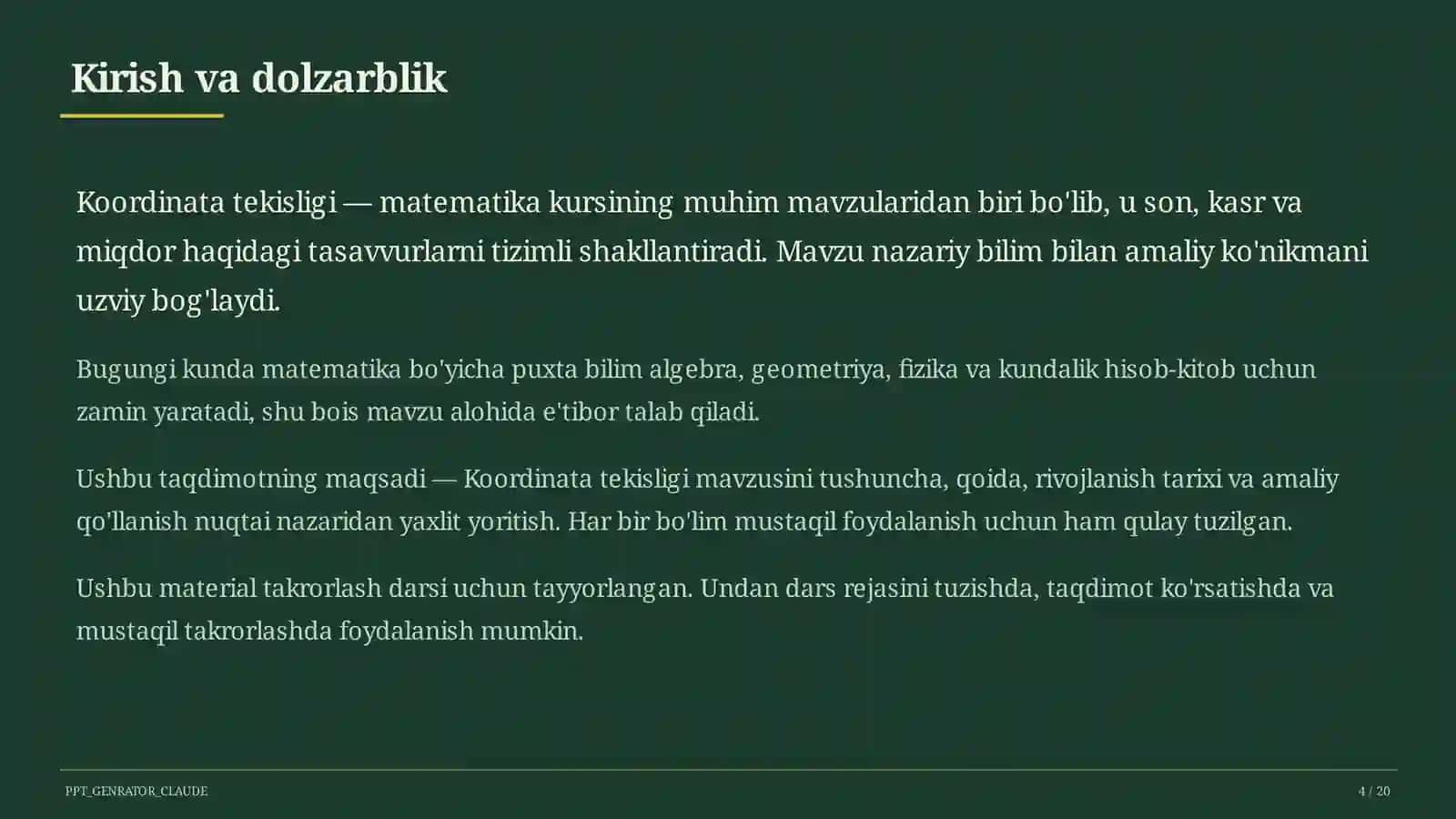 Koordinata tekisligi (6-sinf) 4