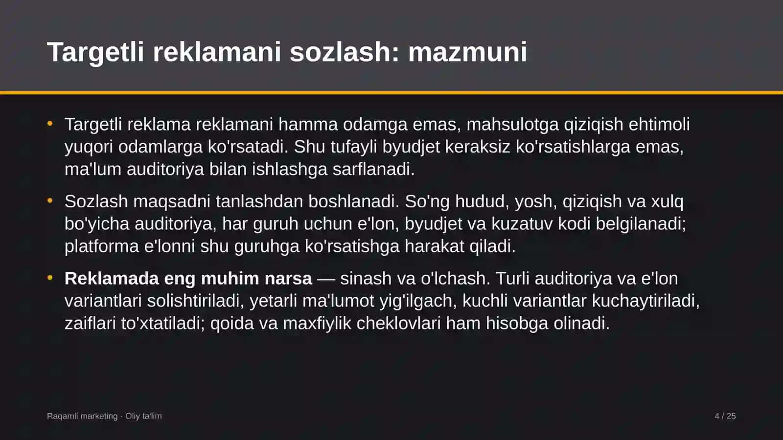 Bolalar musiqa va san'at maktablarida targetli reklamani sozlash 4
