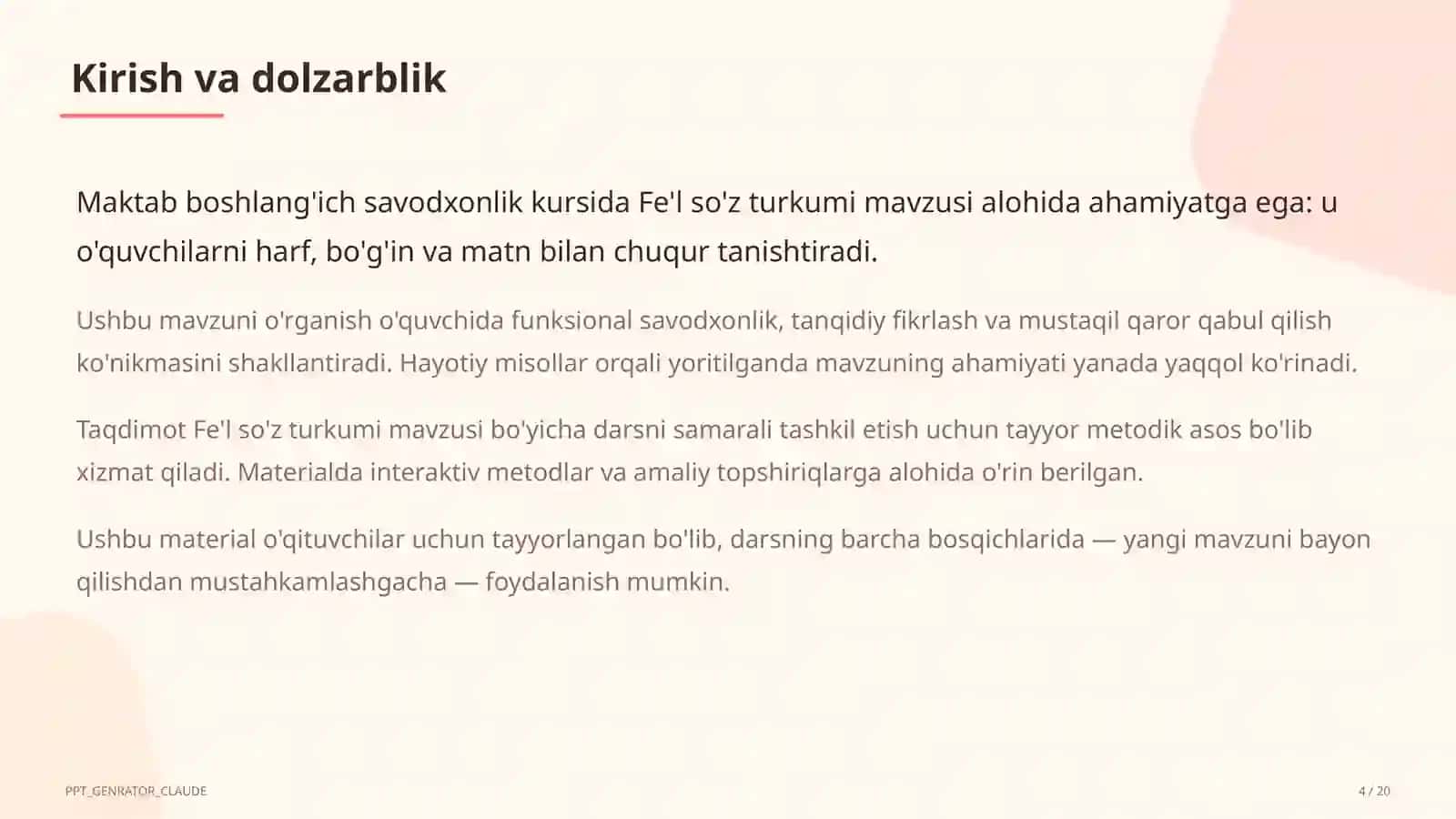 Fe'l so'z turkumi (3-sinf) 4