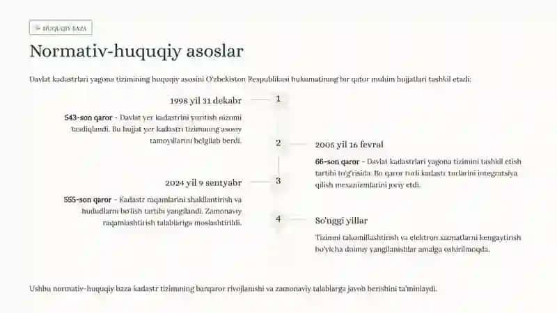 Davlat kadastrlari yagona tizimini o'tkazishning huquqiy asoslari 4