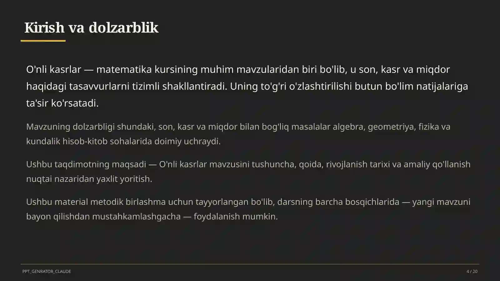 O'nli kasrlar (5-sinf) 4