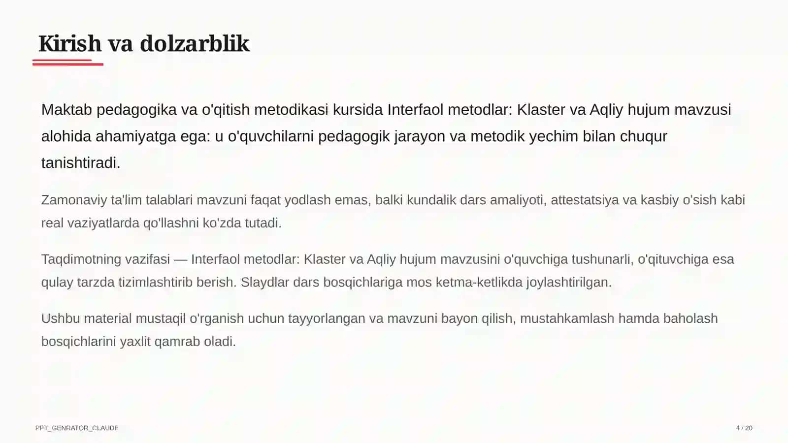Interfaol metodlar: Klaster va Aqliy hujum 4